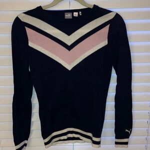 Puma Women’s Black Sweater with Pink & Cream Chevron